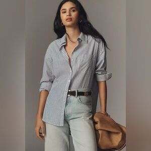 NWT! Anthropologie Blue The Bennet Buttondown Shirt by Maeve - Size 1X 🟥